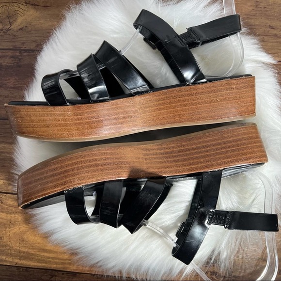 Coconuts by Matisse Faux Leather Platform Sandals 7M Black Strappy - Picture 5 of 8